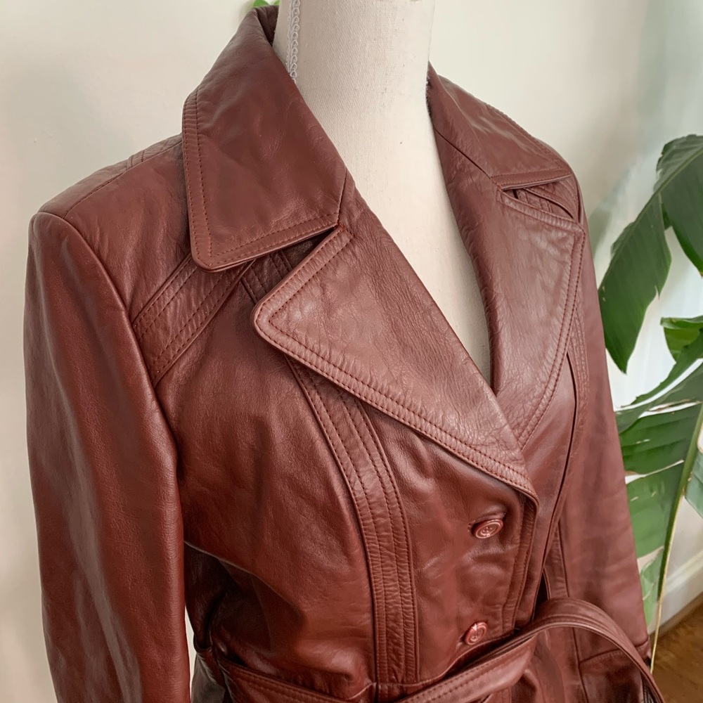 Vintage Burgundy Leather Jacket SZ 14
